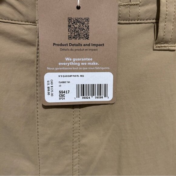 Patagonia Women’s Quandary Pants Size 10 Classic Tan – 30" Inseam – UPF 40+ NWT - Picture 5 of 5